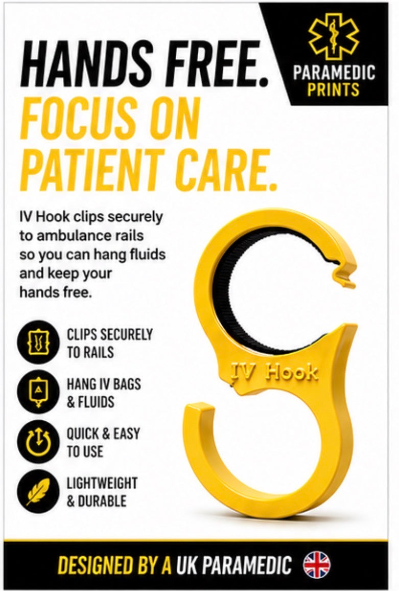 Paramedic IV Hook Clip original – Ambulance Rail Hanger for Fluids & Bags